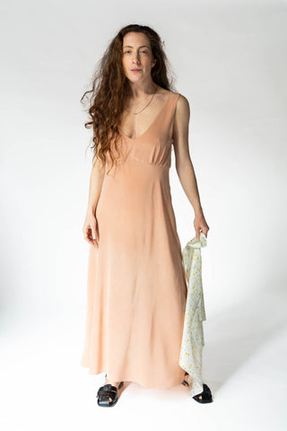 HAND DYED SILK TELMO DRESS - AVOCADO - ound - DRESSES